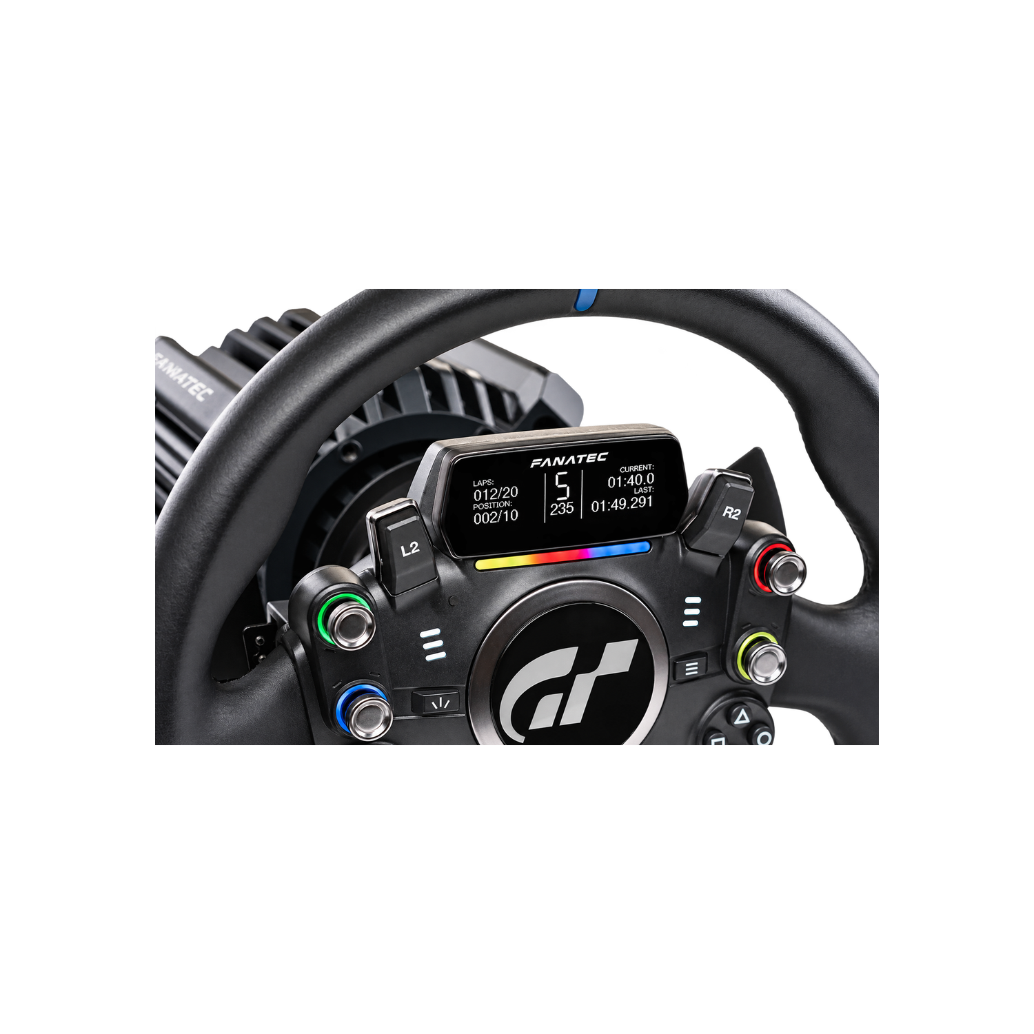 Display on steering wheel of ClubSport DD+ wheel base